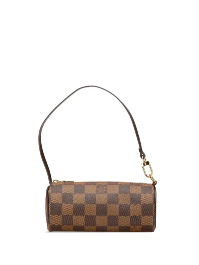 Pre-owned Louis Vuitton 1990-2024 Damier Ebene Papillon Pochette Handbag In Brown