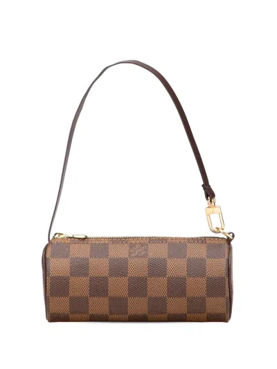 Pre-owned Louis Vuitton 1990-2025 Damier Ebene Papillon Pochette Handbag In Brown