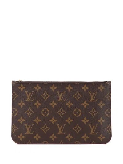 Pre-owned Louis Vuitton 1990-2025 Monogram Neverfull Pochette Pouch In Brown