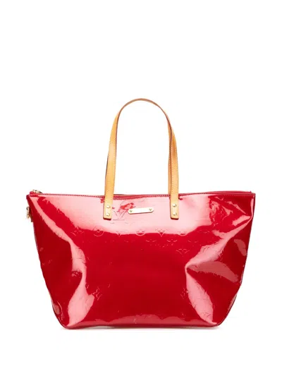 Pre-owned Louis Vuitton 1990-2025 Monogram Vernis Bellevue Gm Tote Bag In Red