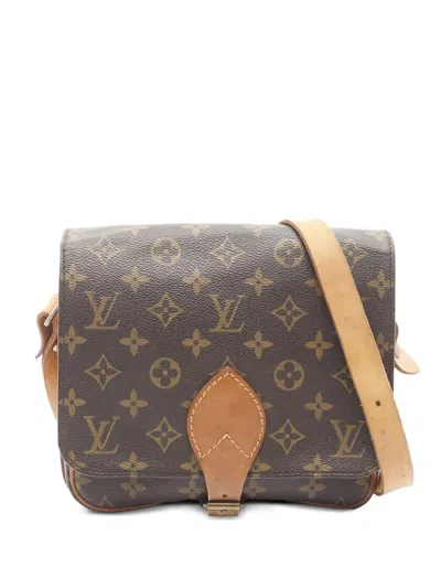 Pre-owned Louis Vuitton 1990 Cartesier Mm Monogram Shoulder Bag In Brown