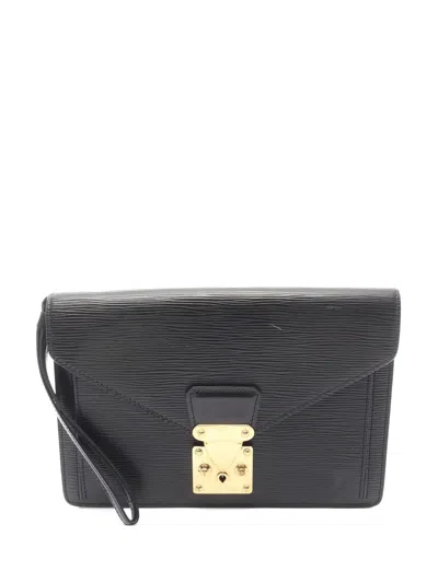 Pre-owned Louis Vuitton 1990 Dragonne Clutch Bag In Black