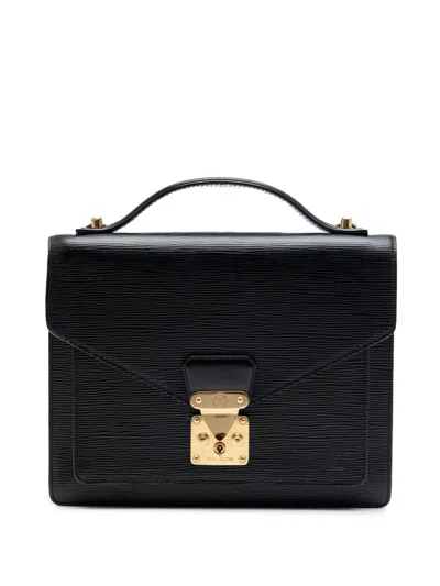 Pre-owned Louis Vuitton 1990 Epi Monceau 28 Satchel In Black