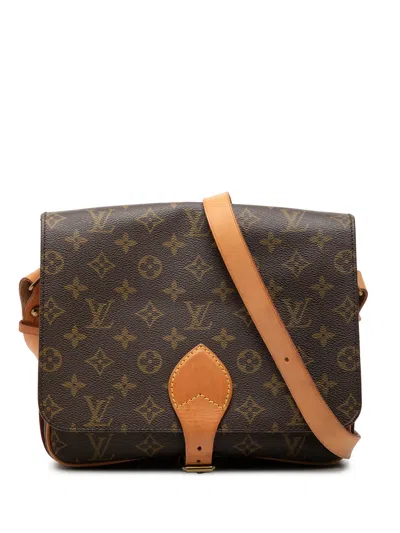 Pre-owned Louis Vuitton 1990 Monogram Cartouchiere Gm Crossbody Bag In Brown