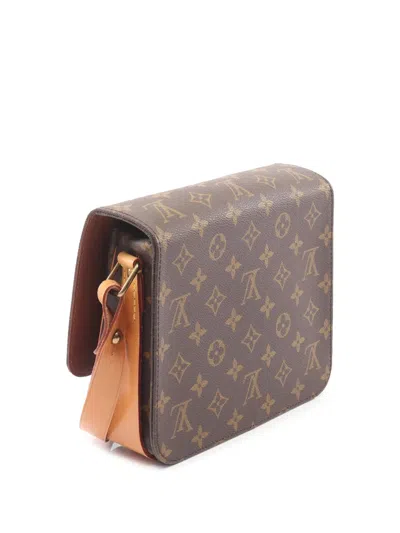 Pre-owned Louis Vuitton 1990 Monogram Cartouchiere Mm Crossbody Bag In Brown