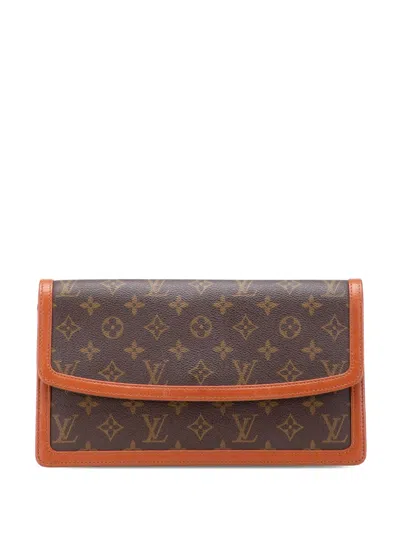 Pre-owned Louis Vuitton 1990 Monogram Pochette Dame Gm Clutch Bag In Brown