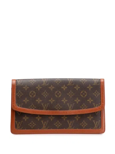 Pre-owned Louis Vuitton 1990 Monogram Pochette Dame Gm Clutch Bag In Brown