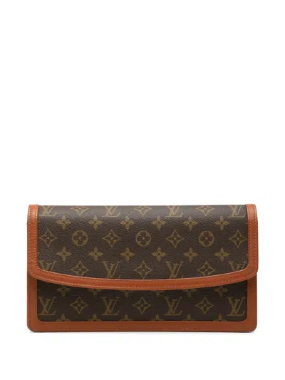 Pre-owned Louis Vuitton 1990 Monogram Pochette Dame Gm Clutch Bag In Brown