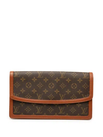 Pre-owned Louis Vuitton 1990 Monogram Pochette Dame Gm Clutch Bag In Brown