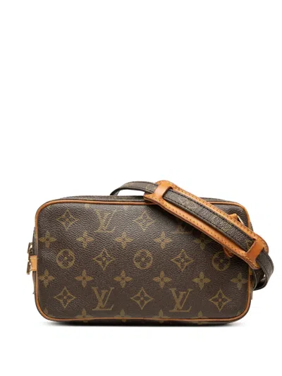 Pre-owned Louis Vuitton 1990 Monogram Pochette Marly Bandouliere Crossbody Bag In Brown