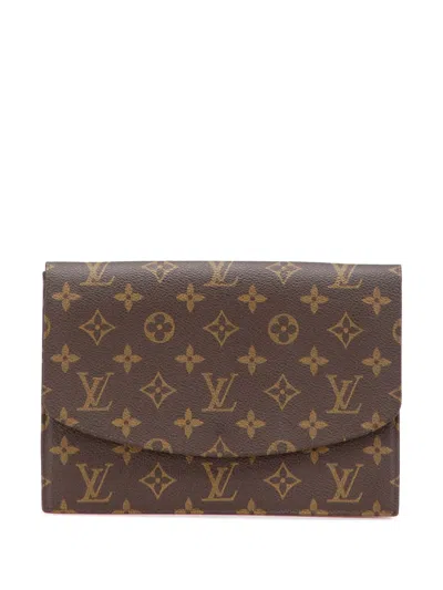 Pre-owned Louis Vuitton 1990 Monogram Pochette Rabat 23 Clutch Bag In Brown