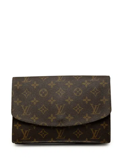 Pre-owned Louis Vuitton 1990 Monogram Pochette Rabat 23 Clutch Bag In Brown