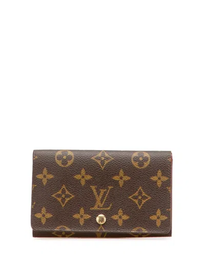 Pre-owned Louis Vuitton 1990 Monogram Porte Monnaie Billets Tresor Small Wallets In Brown