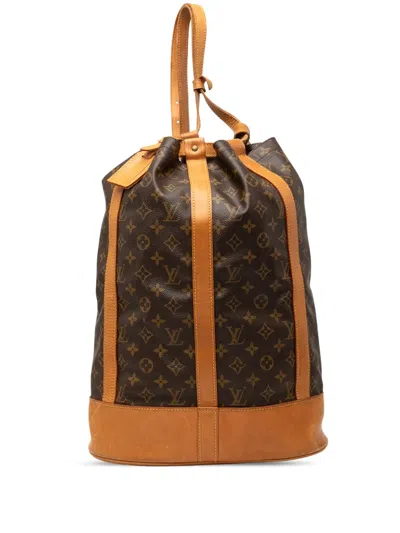 Pre-owned Louis Vuitton 1990 Monogram Randonnee Gm Backpack In Brown