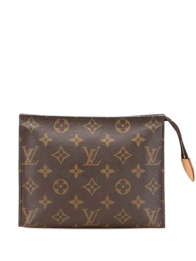 Pre-owned Louis Vuitton 1990 Monogram Toiletry 19 Pouch In Brown