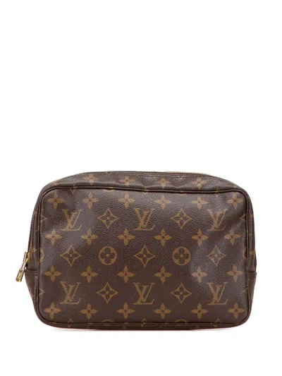 Pre-owned Louis Vuitton 1990 Monogram Trousse Toilette 23 Clutch Bag In Brown