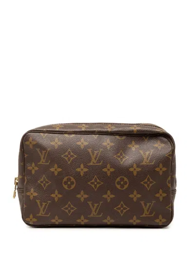 Pre-owned Louis Vuitton 1990 Monogram Trousse Toilette 23 Clutch Bag In Brown
