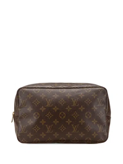 Pre-owned Louis Vuitton 1990 Monogram Trousse Toilette 28 Clutch Bag In Brown