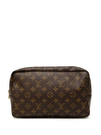Pre-owned Louis Vuitton 1990 Monogram Trousse Toilette 28 Clutch Bag In Brown