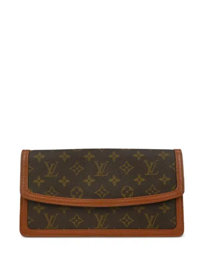 Pre-owned Louis Vuitton 1990 Pm Pochette Monogram-canvas Clutch Bag In Brown