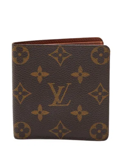 Pre-owned Louis Vuitton 1990 Sac Flanerie Monogram Canvas Bifold Wallet In Brown