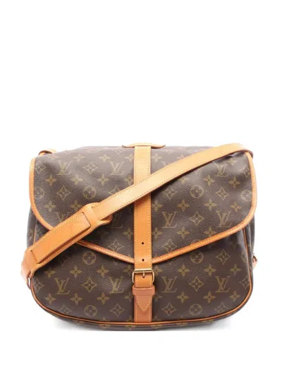 Pre-owned Louis Vuitton 1990 Saumur 35 Monogram Shoulder Bag In Brown