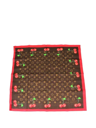 Pre-owned Louis Vuitton 1990-2000s Monogram Cherry Scarf In 褐色