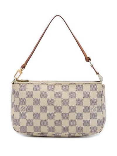 Pre-owned Louis Vuitton 1990-2010 Damier Azur Pochette Accessoires Shoulder Bag In White