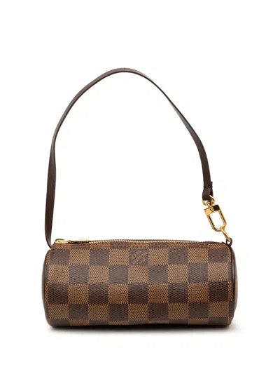 Pre-owned Louis Vuitton 1990-2010 Damier Ebene Papillon Pochette Handbag In Brown