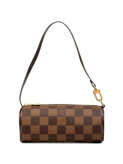 Pre-owned Louis Vuitton 1990-2010 Damier Ebene Papillon Pochette Handbag In Brown