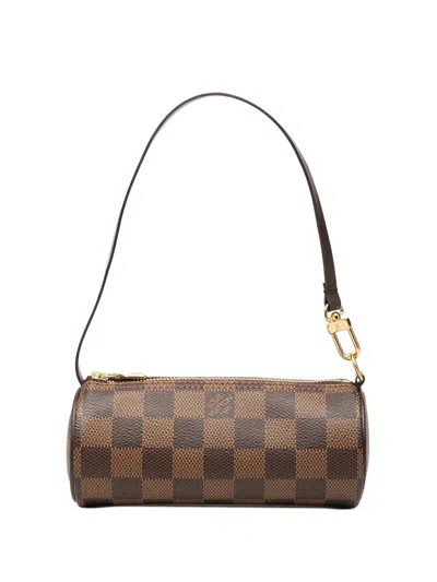 Pre-owned Louis Vuitton 1990-2010 Damier Ebene Papillon Pochette Handbag In Brown