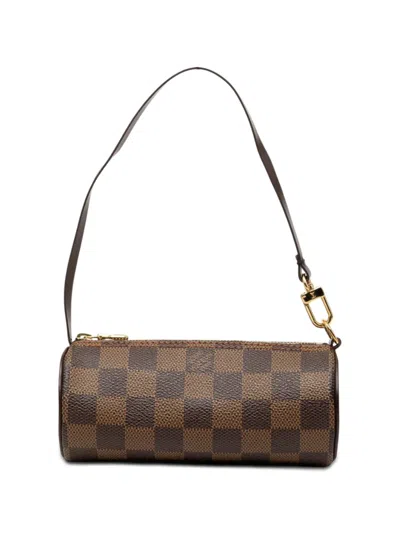 Pre-owned Louis Vuitton 1990-2010 Damier Ebene Papillon Pochette Handbag In Brown