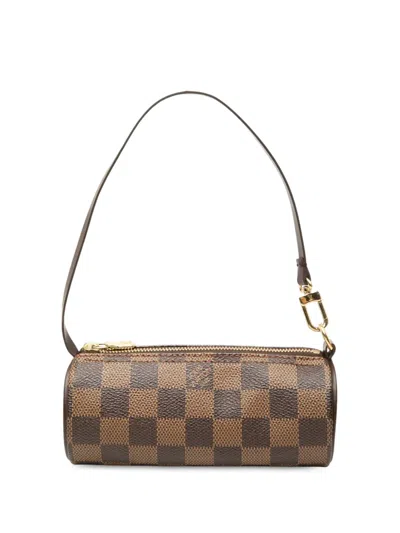 Pre-owned Louis Vuitton 1990-2010 Damier Ebene Papillon Pochette Handbag In Brown