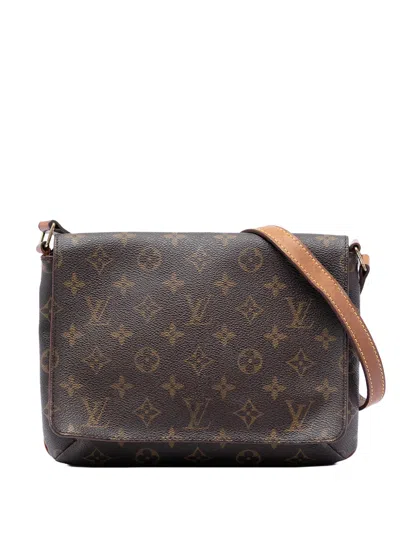 Pre-owned Louis Vuitton 1990-2010 Monogram Musette Tango Short Strap Shoulder Bag In Brown