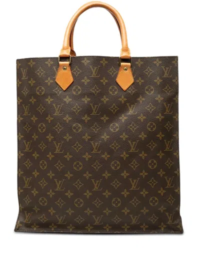 Pre-owned Louis Vuitton 1990-2010 Monogram Sac Plat Tote Bag In Brown
