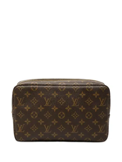 Pre-owned Louis Vuitton 1990-2010 Monogram Trousse Toilette 28 Clutch Bag In Brown