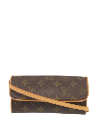 Pre-owned Louis Vuitton 1990-2015 Monogram Pochette Twin Pm Crossbody Bag In Brown