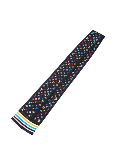 Pre-owned Louis Vuitton 1990s-2010s X Takashi Murakami Monogram-print Scarf In Black
