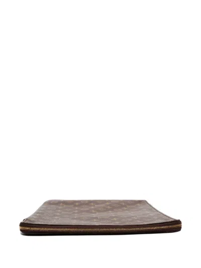 Pre-owned Louis Vuitton 1990s Monogram Posh Documan Clutch Bag In Brown