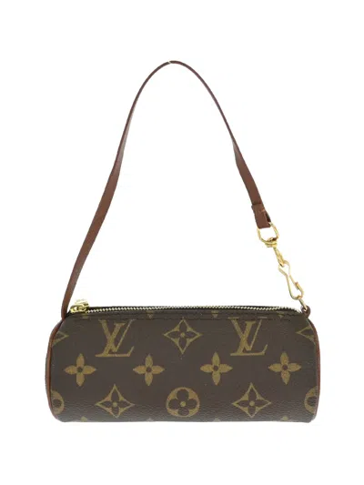 Pre-owned Louis Vuitton 1990s Papillon Monogram Attached Pouch Bag In Brown