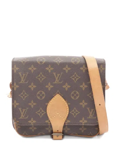 Pre-owned Louis Vuitton 1991 Cartesier Mm Monogram Shoulder Bag In Brown