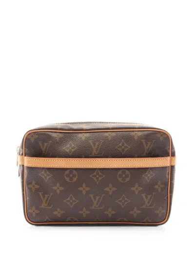 Pre-owned Louis Vuitton 1991 Compiègne 23 Clutch Bag In Brown