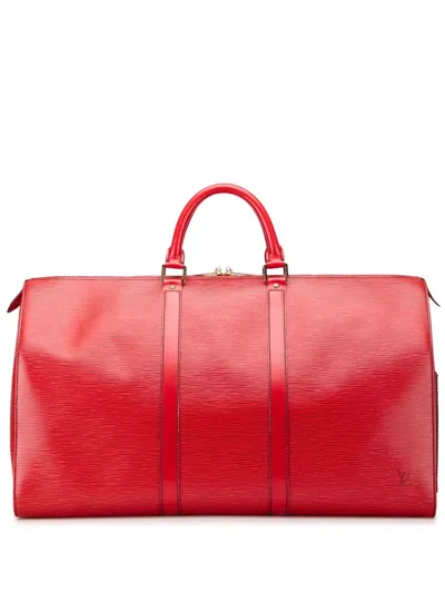 Pre-owned Louis Vuitton 1991 Epi Keepall 50 Travel Bag In Red