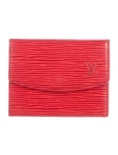 Pre-owned Louis Vuitton 1991 Epi Leather Sarah Wallet In Red