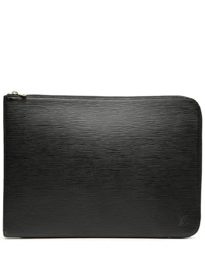 Pre-owned Louis Vuitton 1991 Epi Pochette Jour Gm Clutch Bag In Black