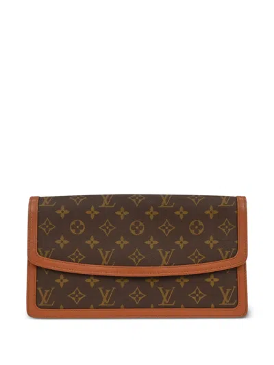 Pre-owned Louis Vuitton 1991 Gm Monogram Pochette Dame Clutch Bag In Brown