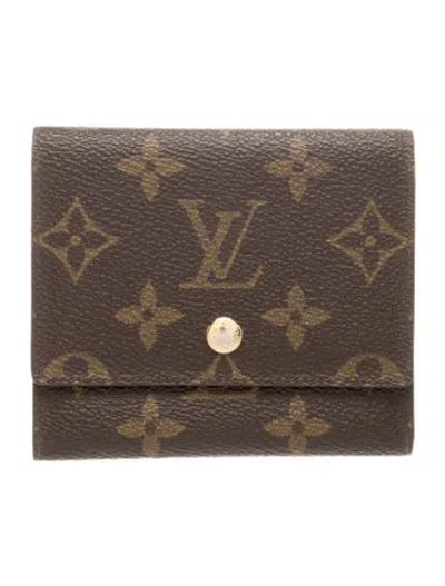Pre-owned Louis Vuitton 1991 Lv Monogram Card Case In Brown