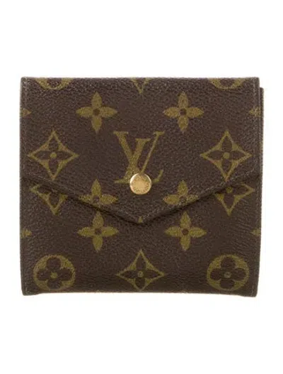 Pre-owned Louis Vuitton 1991 Lv Monogram Elise Wallet In Brown