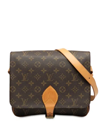 Pre-owned Louis Vuitton 1991 Monogram Cartouchiere Gm Crossbody Bag In Brown