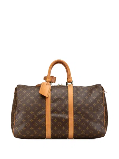 Pre-owned Louis Vuitton 1991 Monogram Keepall 45 Travel Bag In Brown